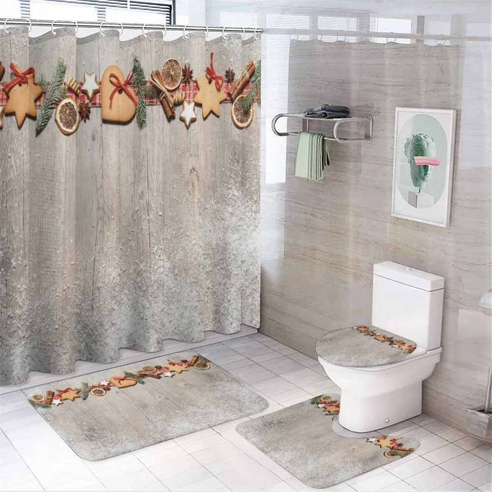 Christmas Themed on Wood — 4-Piece Bathroom Set preview