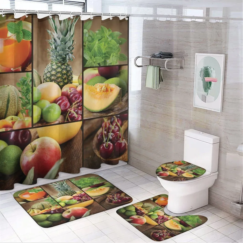 Fruit Pineapple Cherry 4-Piece Bathroom Set product video