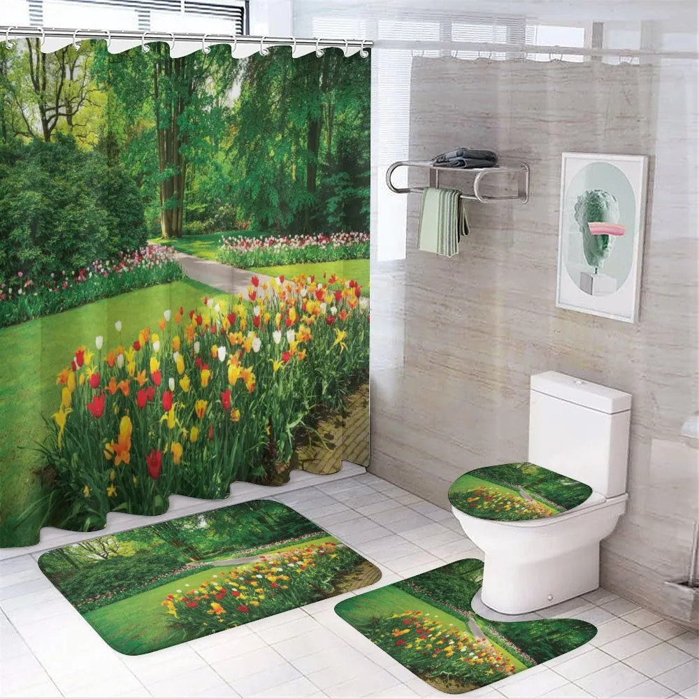 Garden with Tulips Trees — 4-Piece Bathroom Set preview