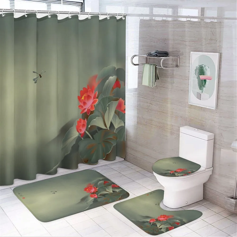Lotus Blooms Hazy Tones — 4-Piece Bathroom Set preview