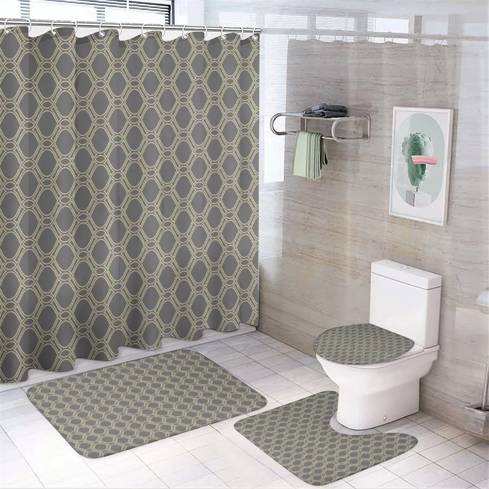 Oval Shapes Stripes — 4-Piece Bathroom Set preview