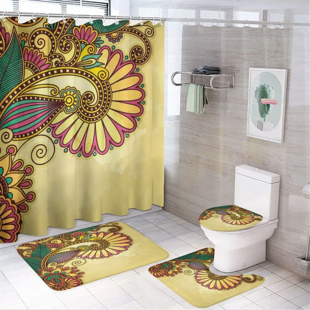 Paisley Flowers Leaves — 4-Piece Bathroom Set preview