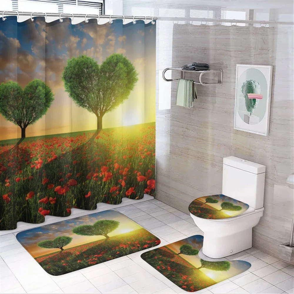 Poppies Heart Trees — 4-Piece Bathroom Set preview