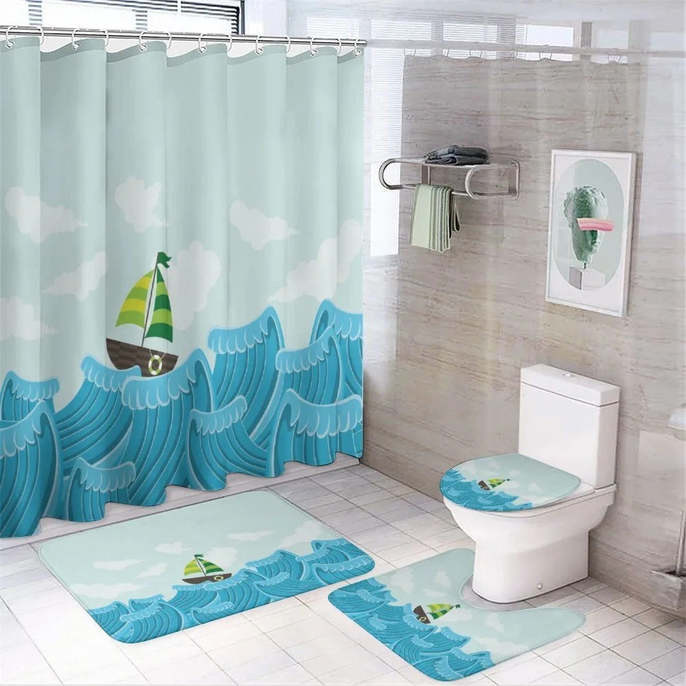 Sailing Boat on the Sea — 4-Piece Bathroom Set preview
