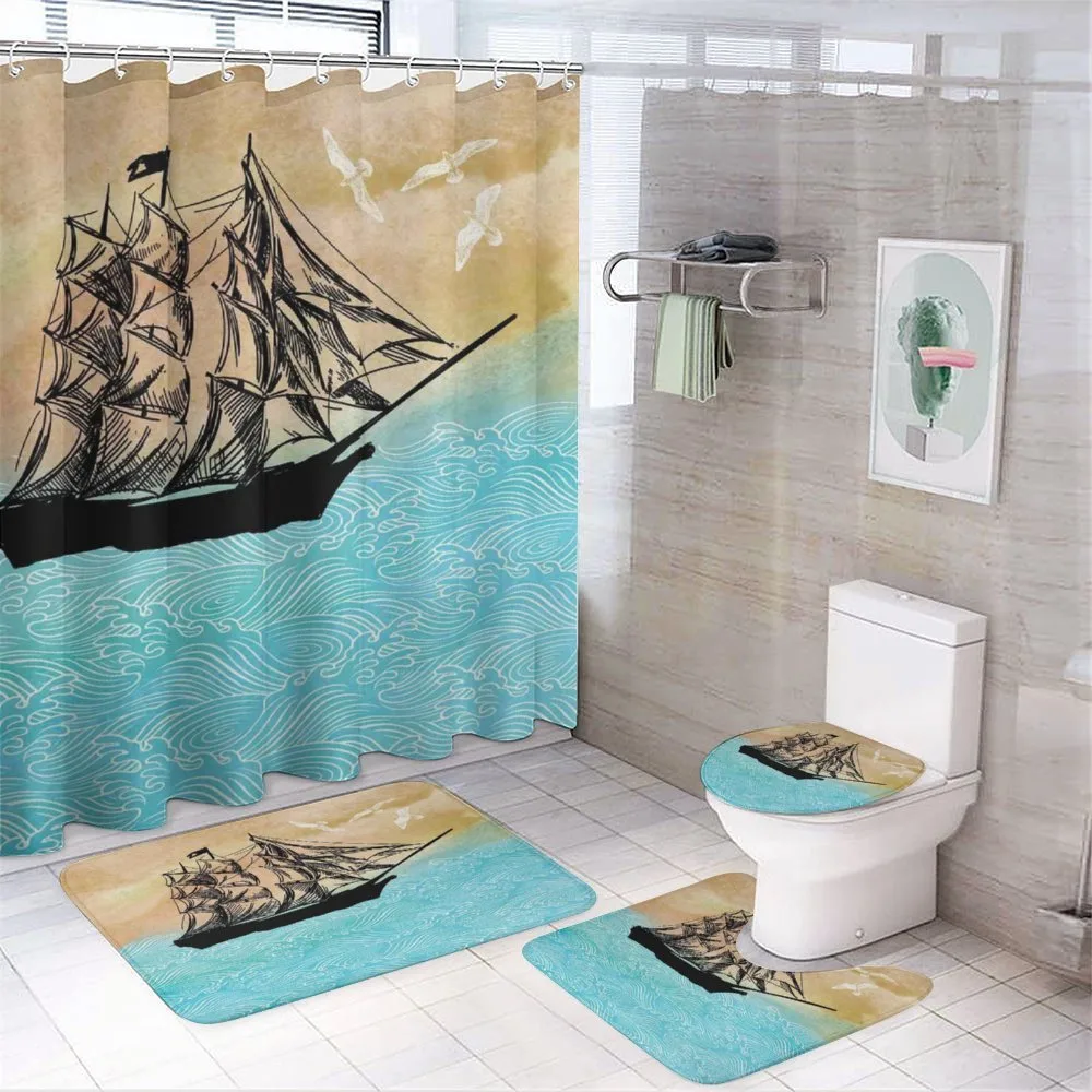 Vintage Ship Motif — 4-Piece Bathroom Set preview