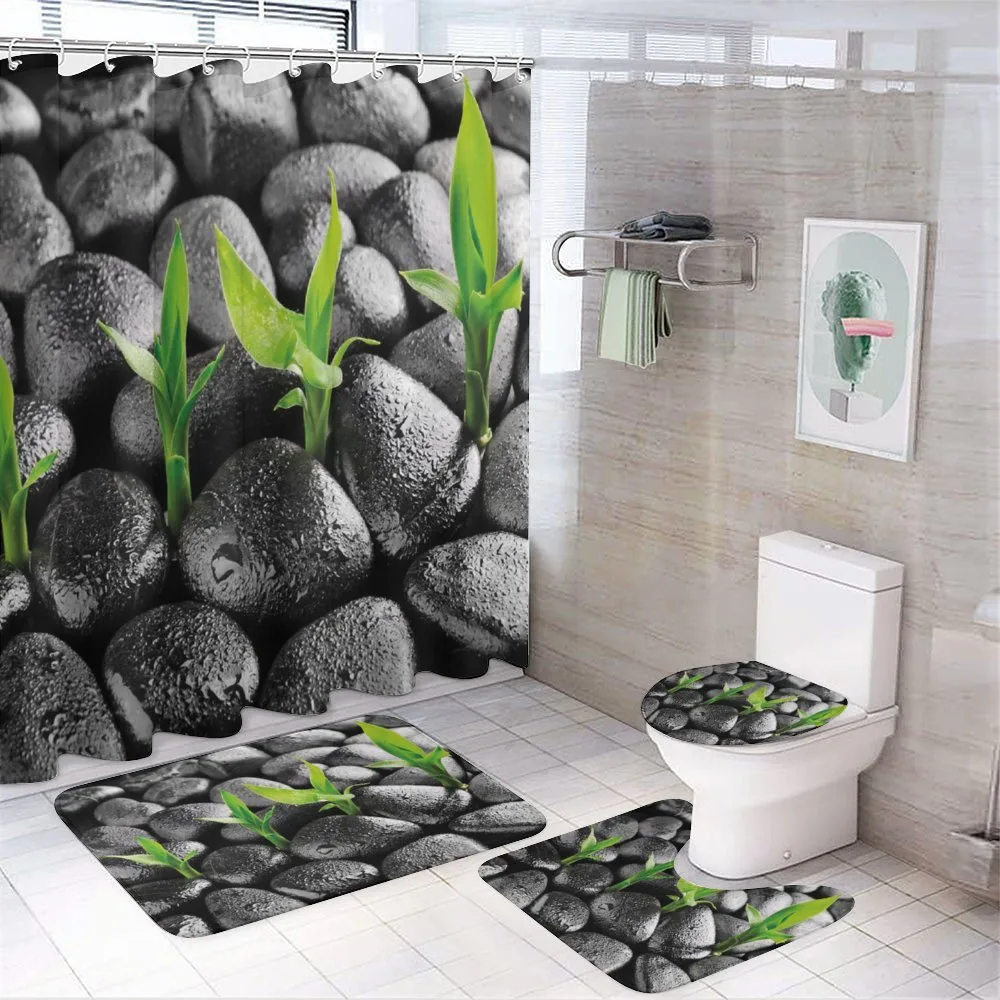 Basalt Stones Bamboo — 4-Piece Bathroom Set preview