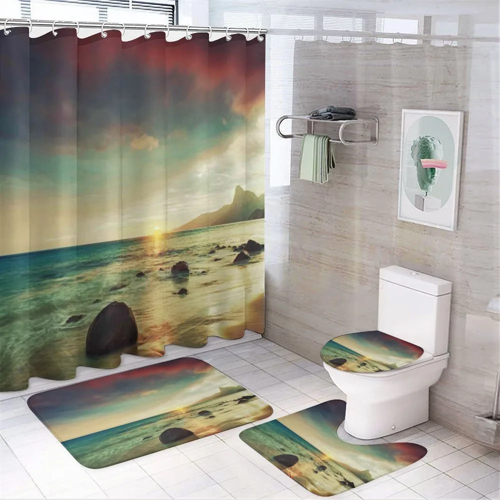 Dramatic Sunrise Tropical — 4-Piece Bathroom Set preview