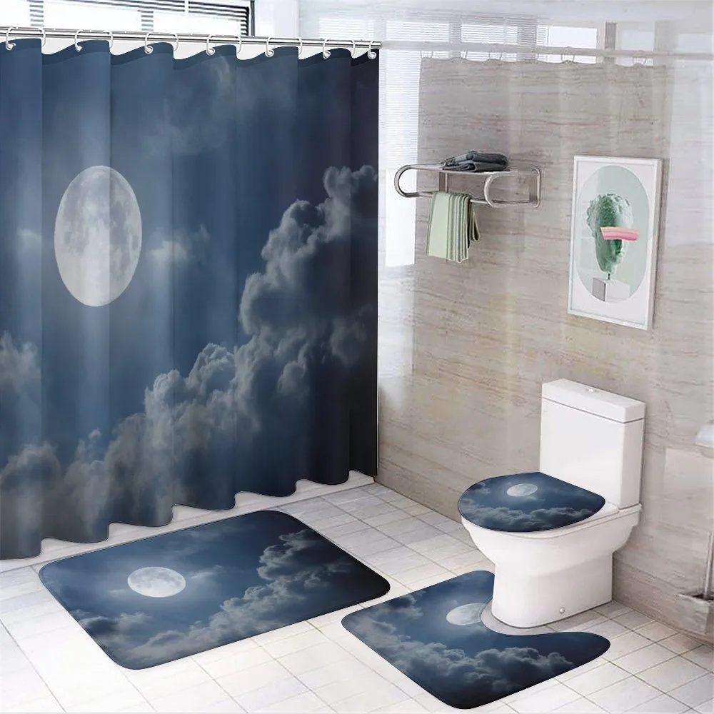Night Skyline Full Moon — 4-Piece Bathroom Set preview