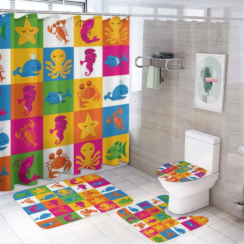 Sea Octopus Crab Whale — 4-Piece Bathroom Set preview