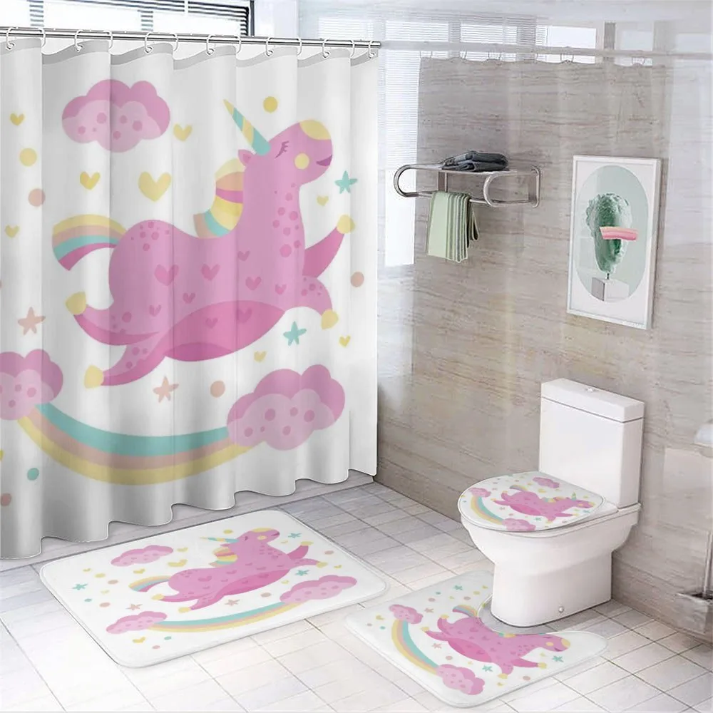 Unicorn with Star Rainbow — 4-Piece Bathroom Set preview
