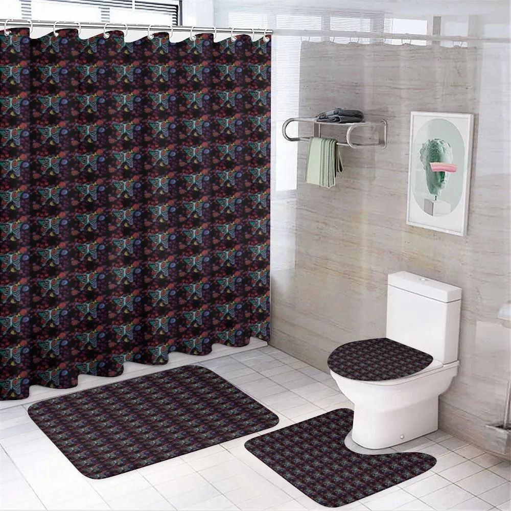 Aqua Ribcage with Flowers — 4-Piece Bathroom Set preview