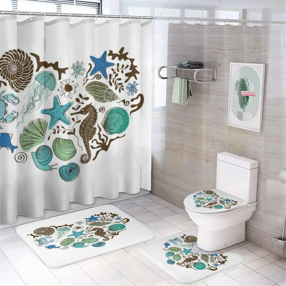 Heart with Aquatic Animals — 4-Piece Bathroom Set preview