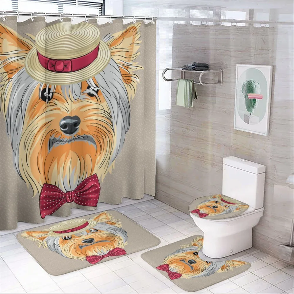 Hipster Gentleman Dog — 4-Piece Bathroom Set preview