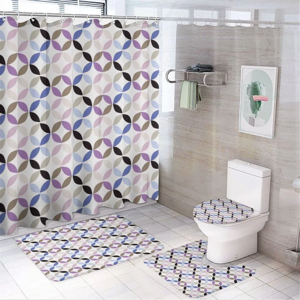 Retro Circles Leaf — 4-Piece Bathroom Set preview
