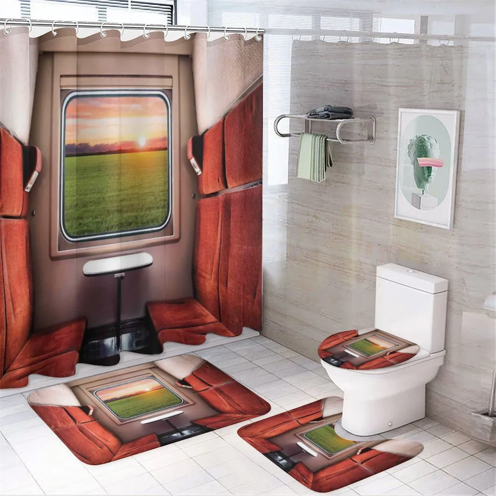 Window Railroad Travel — 4-Piece Bathroom Set preview