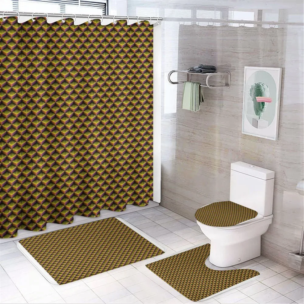 3D Cubes Vibrant Colors — 4-Piece Bathroom Set preview