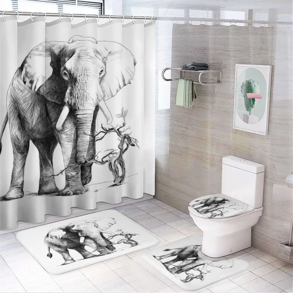 Big Mammal Sketch — 4-Piece Bathroom Set preview