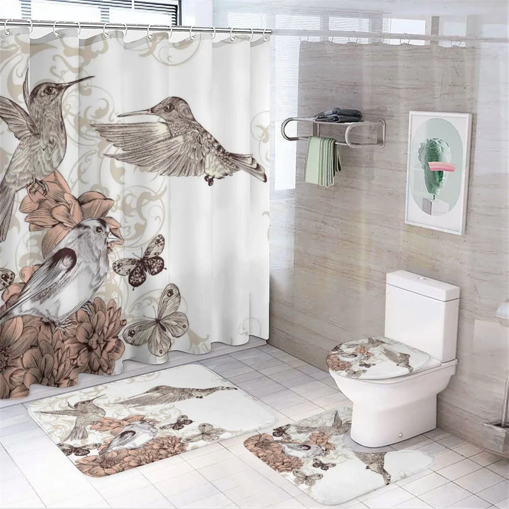Birds Butterflies Art — 4-Piece Bathroom Set preview
