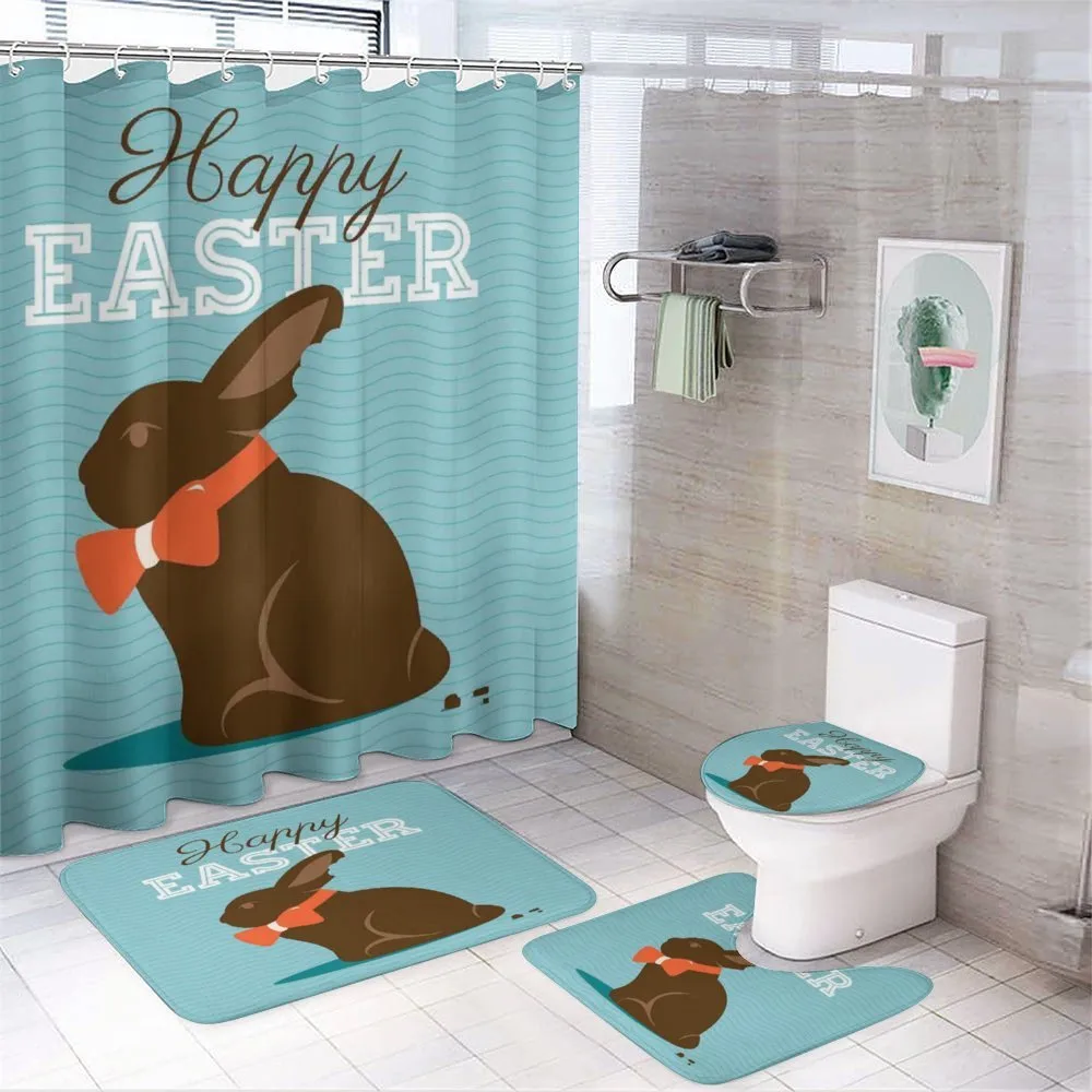 Chocolate Bunny with Bow — 4-Piece Bathroom Set preview