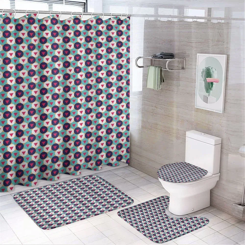 Circular Polygonal Motifs in Trinagles — 4-Piece Bathroom Set preview