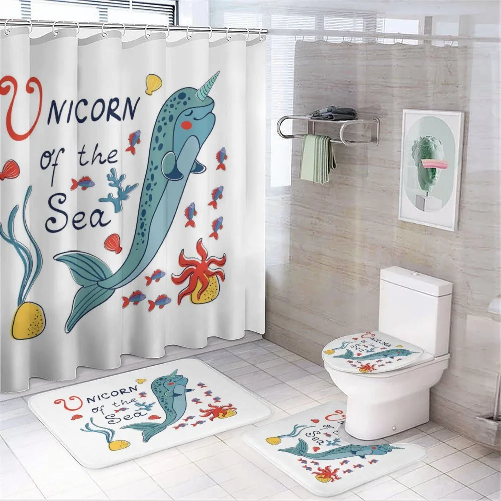 Colorful Swimming Whale 4-Piece Bathroom Set product video