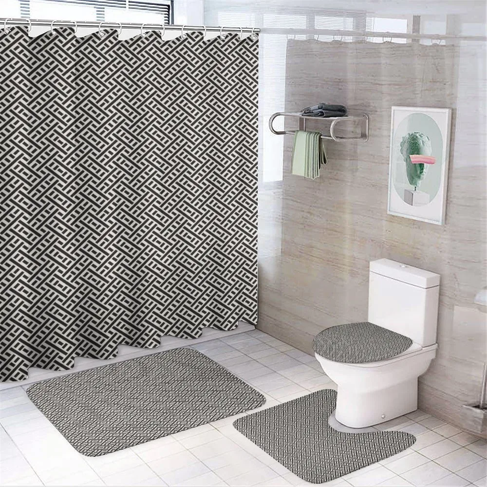 Interlacing Stripes Maze — 4-Piece Bathroom Set preview