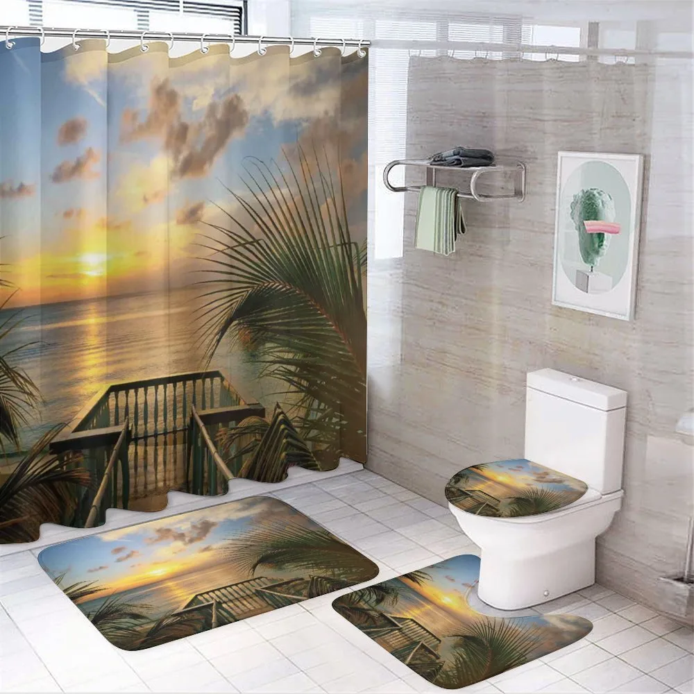 Palms Sunset Scenery — 4-Piece Bathroom Set preview