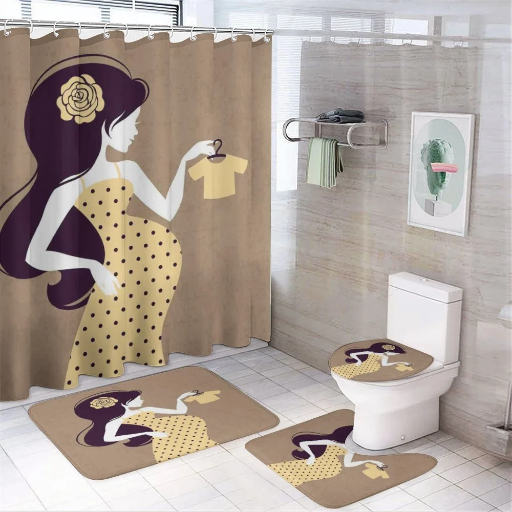 Pregnant Lady Mom — 4-Piece Bathroom Set preview