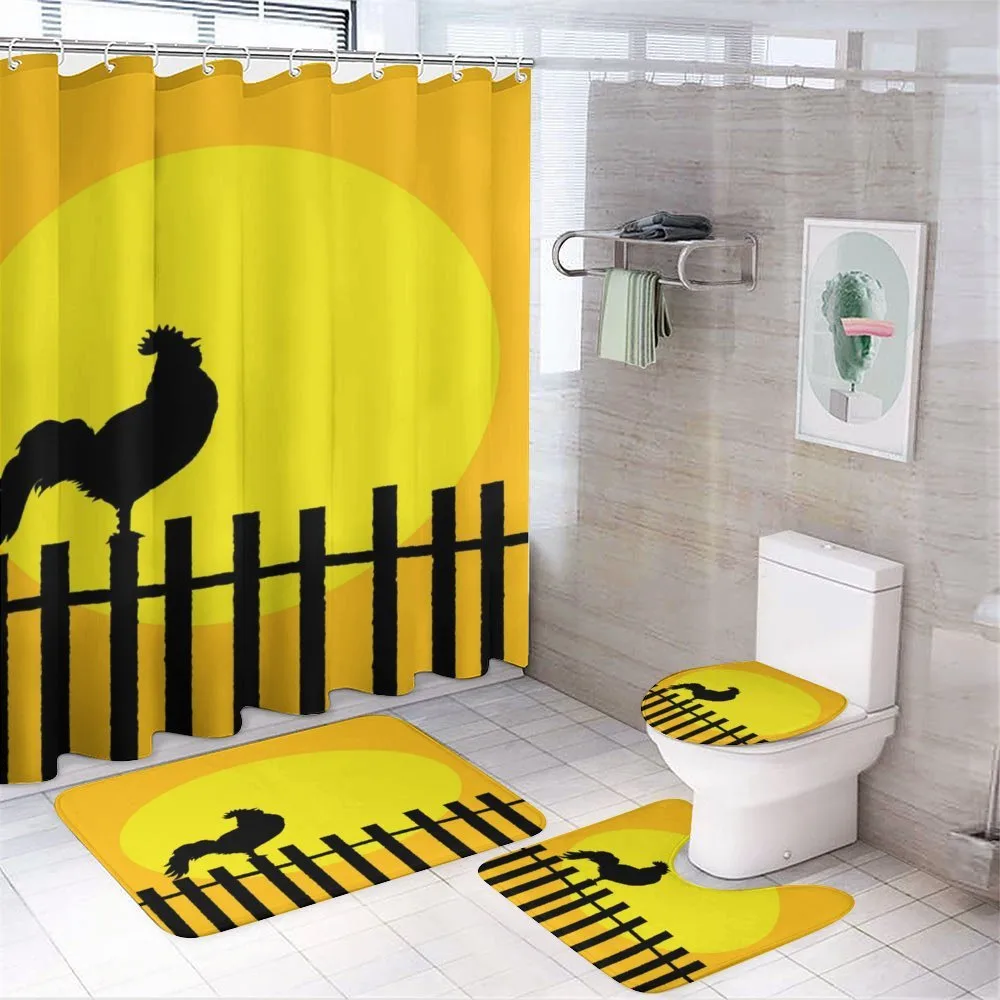 Rooster Silhouette Sunrise — 4-Piece Bathroom Set preview