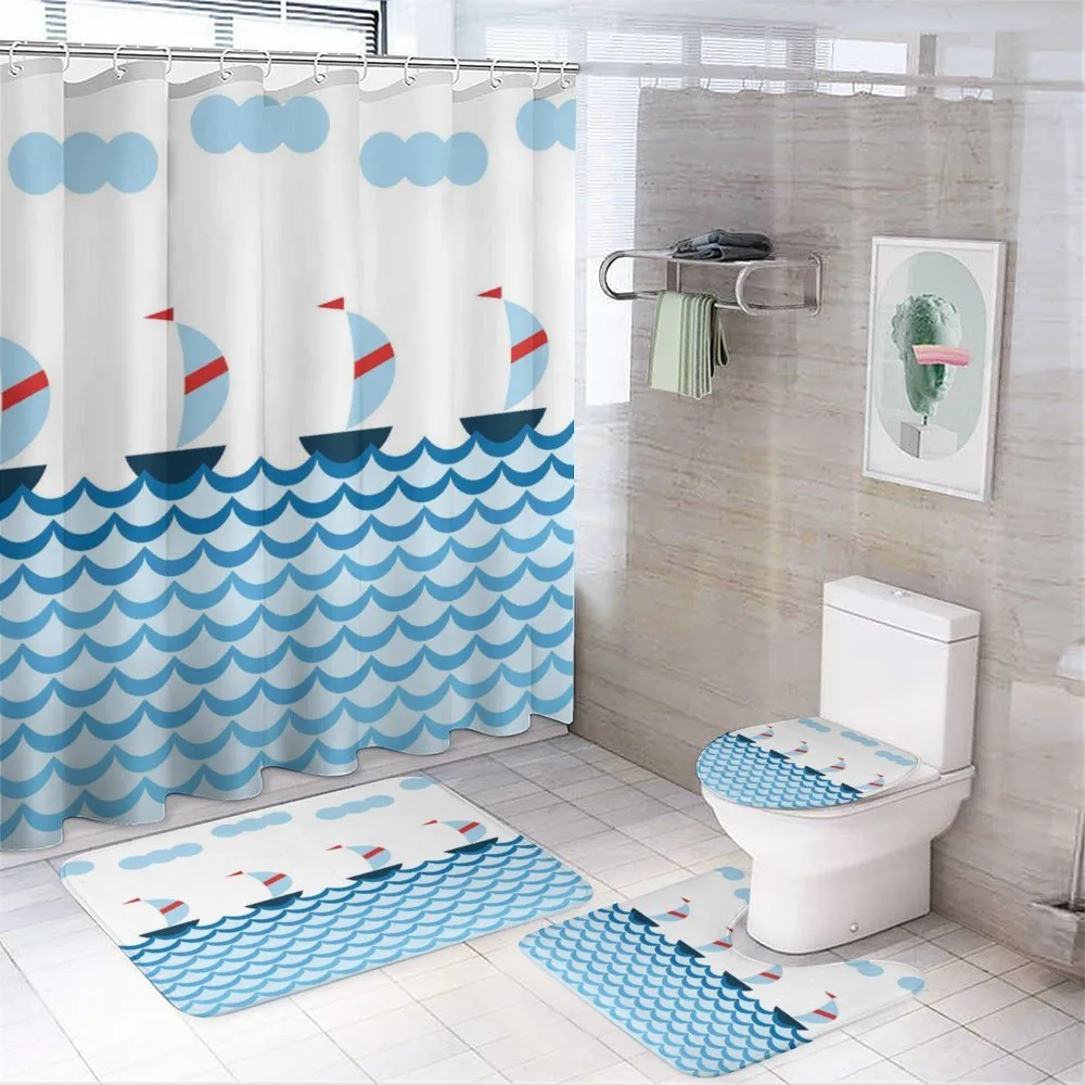 Sailboats on Waves — 4-Piece Bathroom Set preview