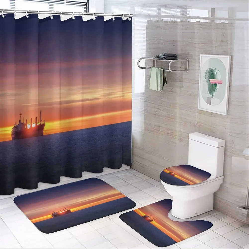 Sunrise over Sea Ship — 4-Piece Bathroom Set preview