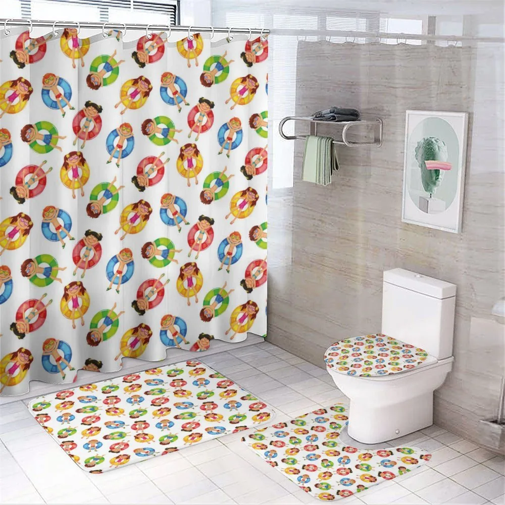 Children in Pool Summer — 4-Piece Bathroom Set preview