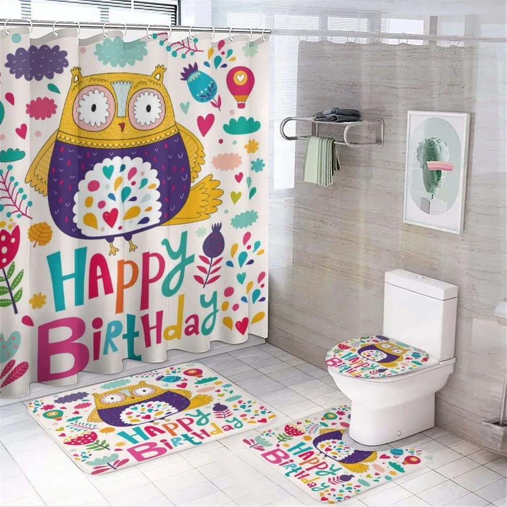 Funny Greeting Doodle Art — 4-Piece Bathroom Set preview