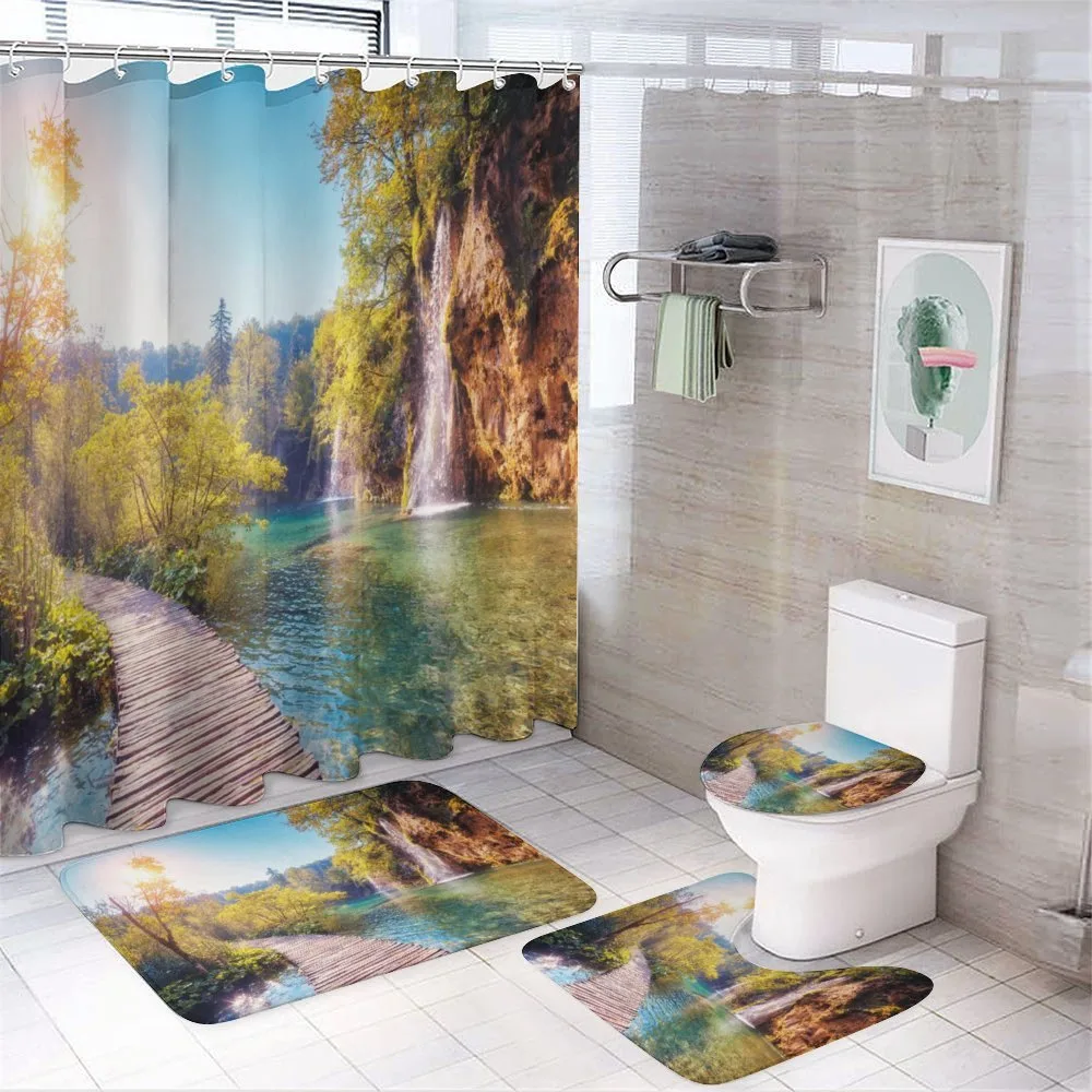 Idyllic Lake Waterfall — 4-Piece Bathroom Set preview