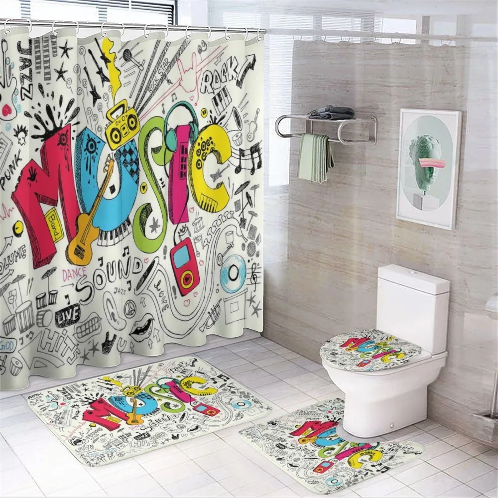 Pop Art Doodle Style Art — 4-Piece Bathroom Set preview