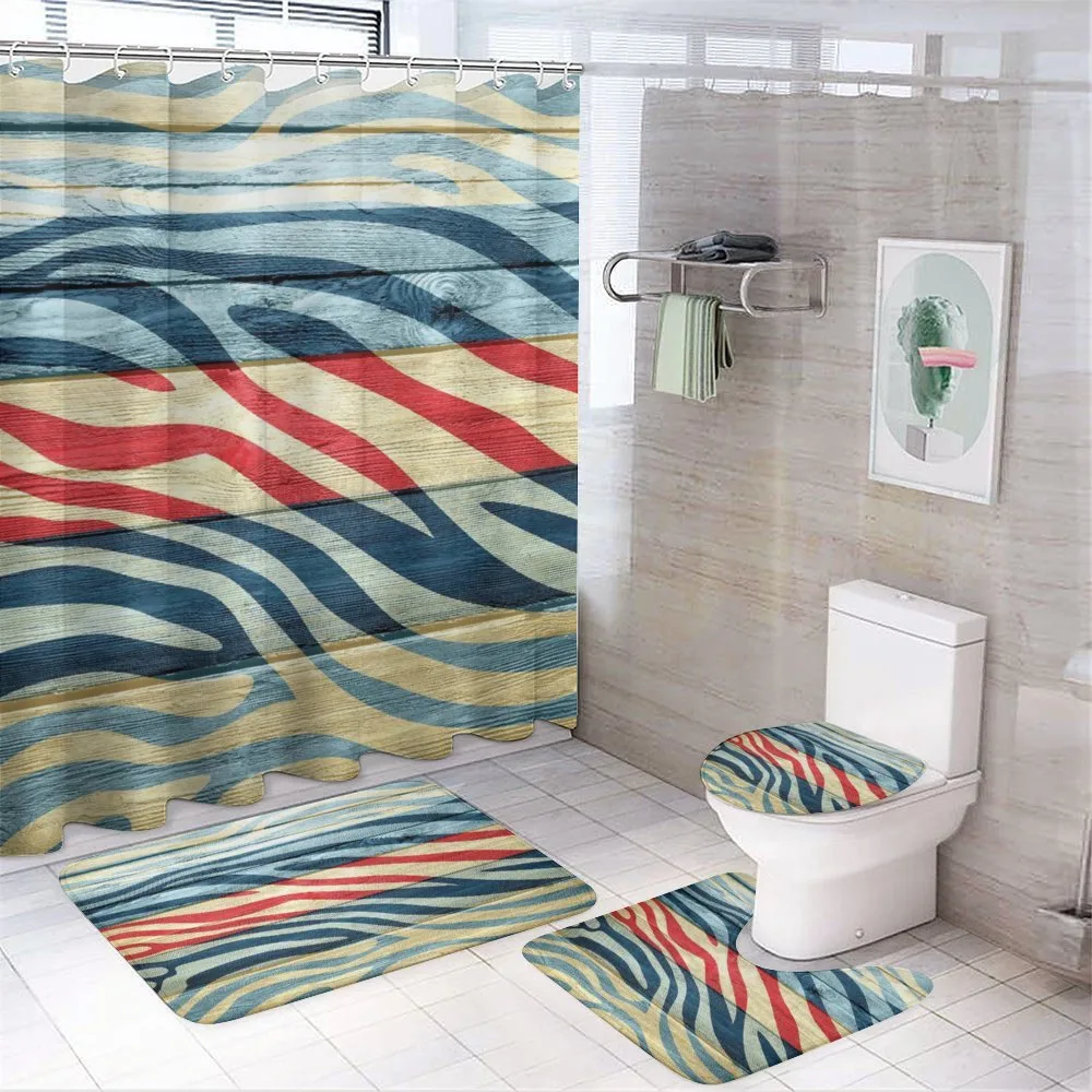 Country Zebra on Wood — 4-Piece Bathroom Set preview