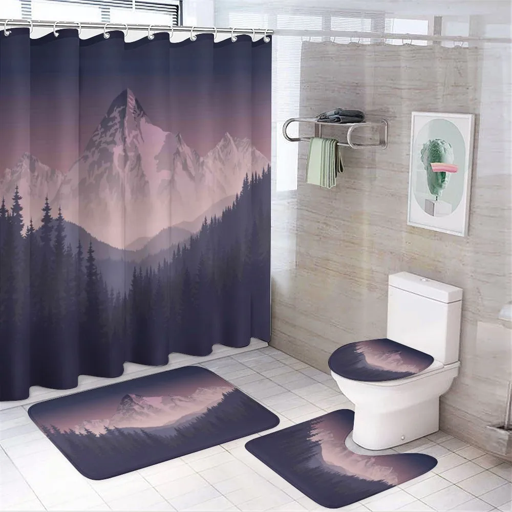 Foggy Mountain Range 4-Piece Bathroom Set product video