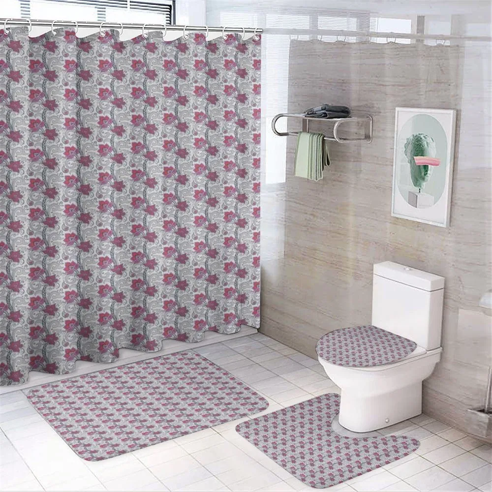Greyscale Floral Pattern — 4-Piece Bathroom Set preview