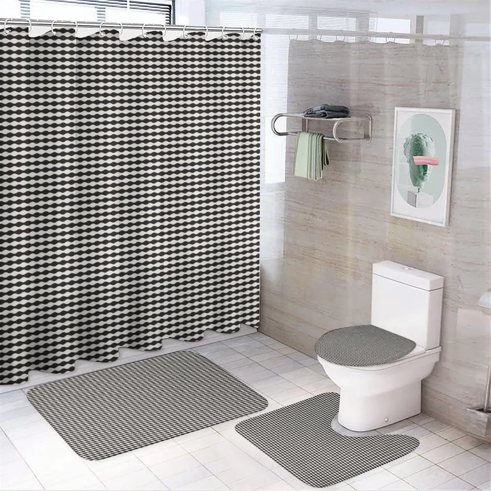 Monochromatic Wavy Lines — 4-Piece Bathroom Set preview