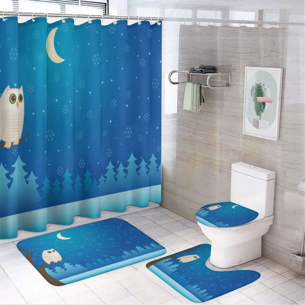 Owl on Tree Branch Art — 4-Piece Bathroom Set preview