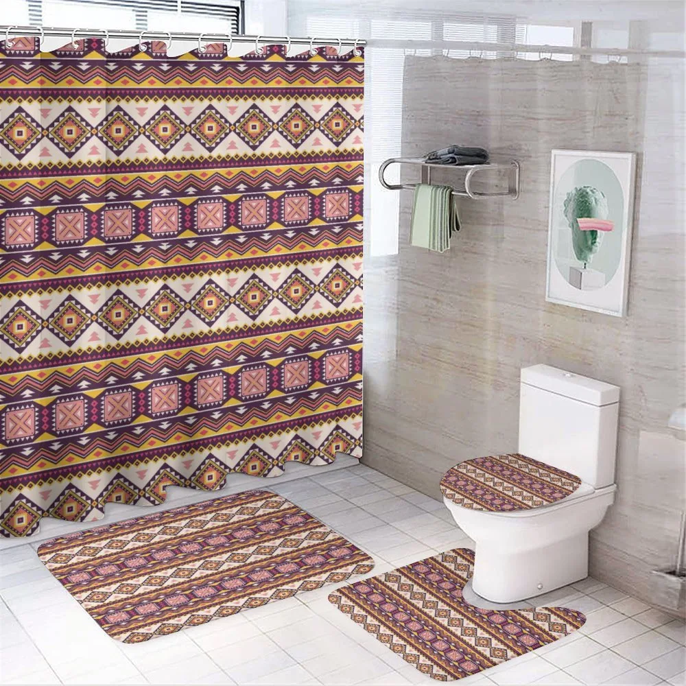 Triangles Vibrant Tone Art 4-Piece Bathroom Set product video