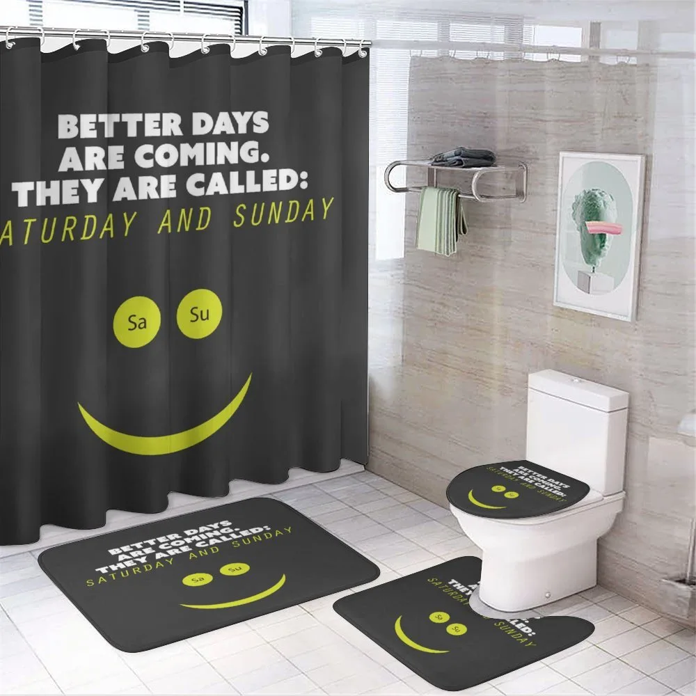 Humorous Weekend Words Smile — 4-Piece Bathroom Set preview