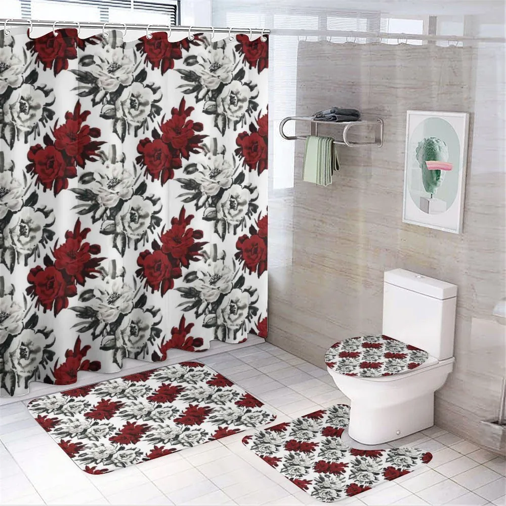 Watercolor Rose Blooms — 4-Piece Bathroom Set preview