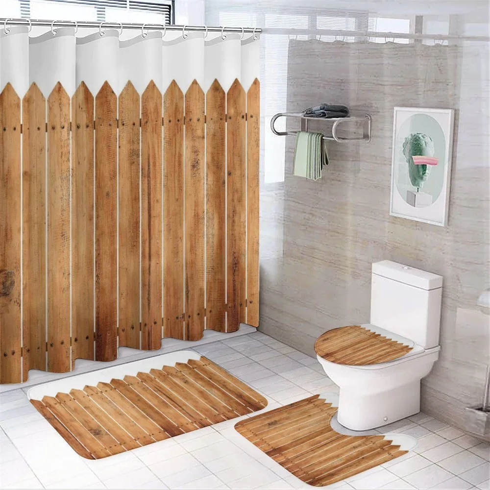 Wood Triangle Stripe — 4-Piece Bathroom Set preview
