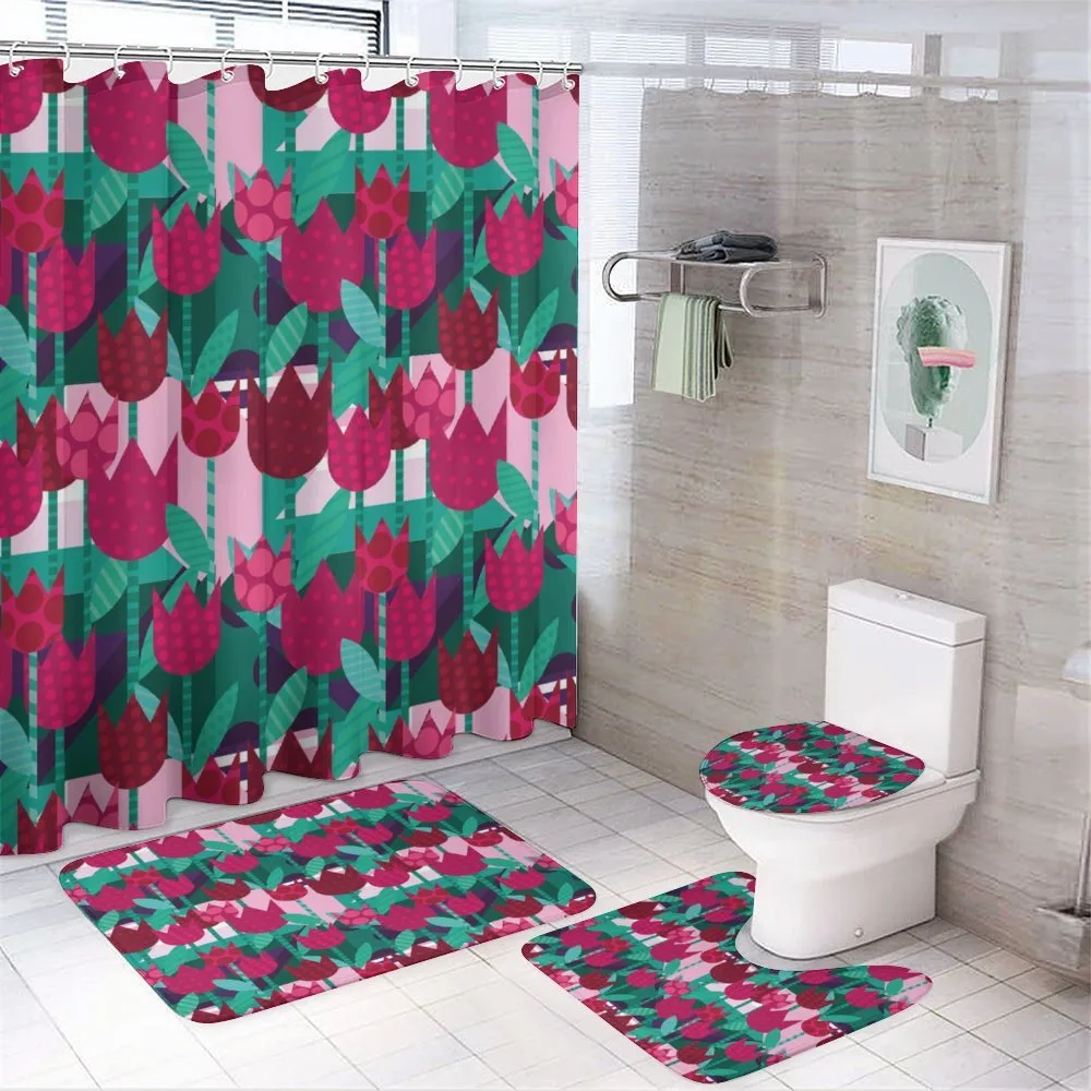 Abstract Tulips Flowers — 4-Piece Bathroom Set preview