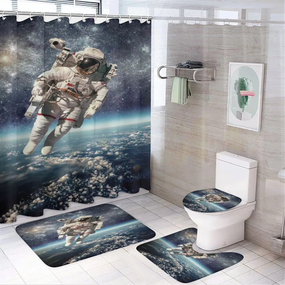 Astronaut Floats Outer Space — 4-Piece Bathroom Set preview