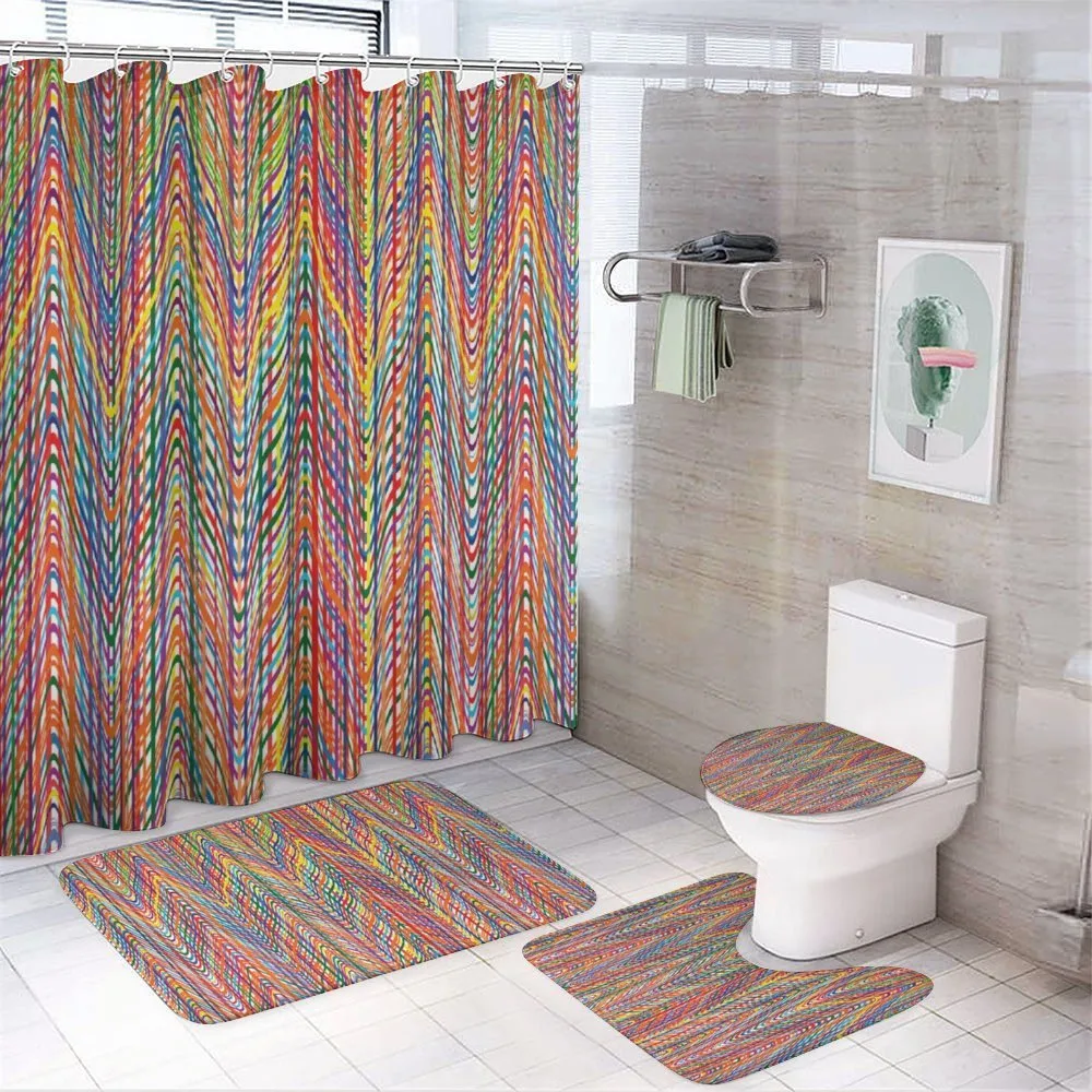 Colorful Zig Zag Lines — 4-Piece Bathroom Set preview