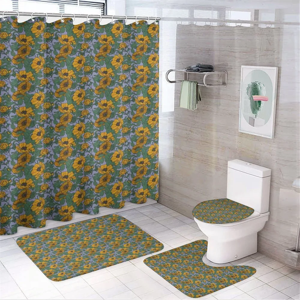 Entangled Leaves Flowers — 4-Piece Bathroom Set preview