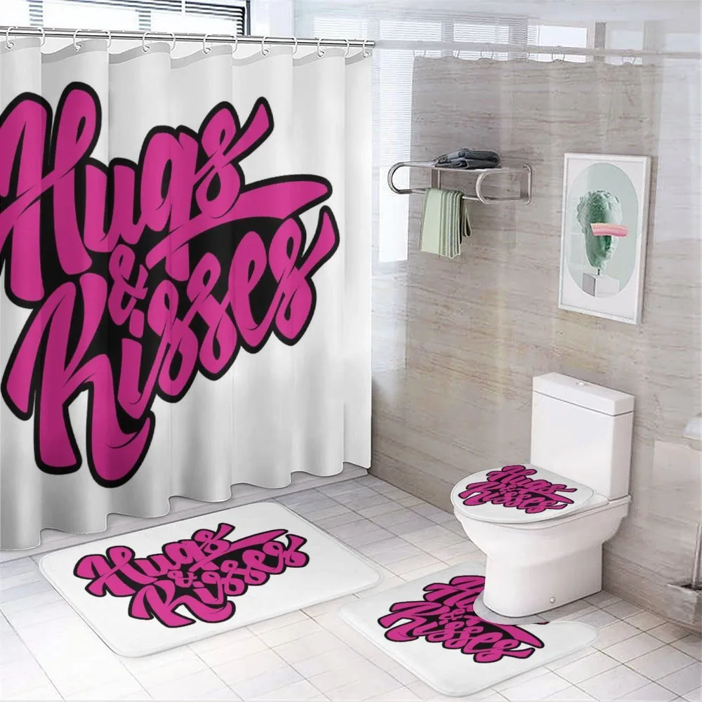 Hugs and Kisses Calligraphy — 4-Piece Bathroom Set preview