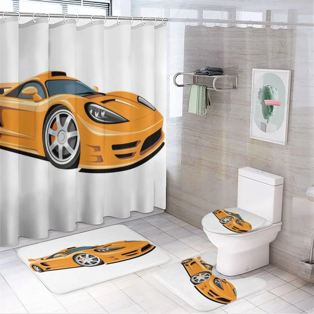 Orange Fast Sports Car — 4-Piece Bathroom Set preview